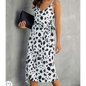 Elegant Black and White Midi Dress